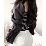 チェック柄クロップドトップス パフスリーブ キャンディスリーブ | Riff | 詳細画像24 