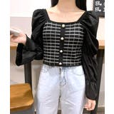 チェック柄クロップドトップス パフスリーブ キャンディスリーブ | Riff | 詳細画像28 