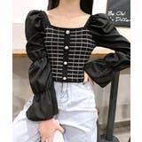 チェック柄クロップドトップス パフスリーブ キャンディスリーブ | Riff | 詳細画像29 