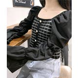 チェック柄クロップドトップス パフスリーブ キャンディスリーブ | Riff | 詳細画像30 