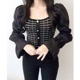 チェック柄クロップドトップス パフスリーブ キャンディスリーブ | Riff | 詳細画像31 