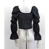 チェック柄クロップドトップス パフスリーブ キャンディスリーブ | Riff | 詳細画像42 