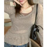 レイヤード風裾アシメフリルトップス シアーニット 重ね着風 | Riff | 詳細画像28