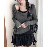 レイヤード風裾アシメフリルトップス シアーニット 重ね着風 | Riff | 詳細画像4