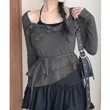 レイヤード風裾アシメフリルトップス シアーニット 重ね着風 | Riff | 詳細画像6