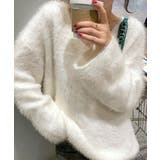 Vネックシャギーニット セーター プルオーバー | Riff | 詳細画像14 