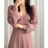 ケーブルニットミニワンピース セーター Vネック | Riff | 詳細画像12 