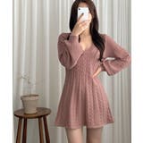 ケーブルニットミニワンピース セーター Vネック | Riff | 詳細画像13 