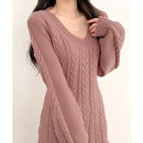 ケーブルニットミニワンピース セーター Vネック | Riff | 詳細画像16 