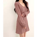 ケーブルニットミニワンピース セーター Vネック | Riff | 詳細画像17 