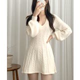 ケーブルニットミニワンピース セーター Vネック | Riff | 詳細画像21 