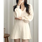 ケーブルニットミニワンピース セーター Vネック | Riff | 詳細画像22 