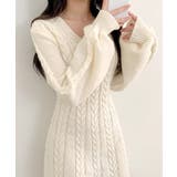 ケーブルニットミニワンピース セーター Vネック | Riff | 詳細画像24 