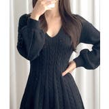 ケーブルニットミニワンピース セーター Vネック | Riff | 詳細画像3 