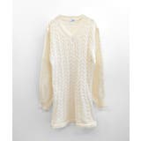 ケーブルニットミニワンピース セーター Vネック | Riff | 詳細画像36 