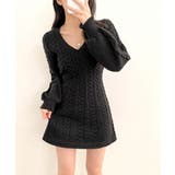 ケーブルニットミニワンピース セーター Vネック | Riff | 詳細画像6 