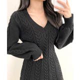 ケーブルニットミニワンピース セーター Vネック | Riff | 詳細画像7 