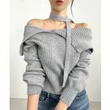 [2点セット] アシメオフショルニット&チョーカー リボン | Riff | 詳細画像15 