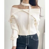 [2点セット] アシメオフショルニット&チョーカー リボン | Riff | 詳細画像4 