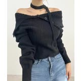 [2点セット] アシメオフショルニット&チョーカー リボン | Riff | 詳細画像7 