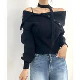 [2点セット] アシメオフショルニット&チョーカー リボン | Riff | 詳細画像9 