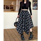 アシンメトリーチェック柄ロングスカート アシンメトリースカート フレアスカート | Riff | 詳細画像10