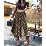 アシンメトリーチェック柄ロングスカート アシンメトリースカート フレアスカート | Riff | 詳細画像12