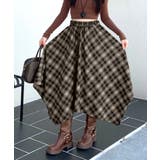 アシンメトリーチェック柄ロングスカート アシンメトリースカート フレアスカート | Riff | 詳細画像13