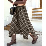 アシンメトリーチェック柄ロングスカート アシンメトリースカート フレアスカート | Riff | 詳細画像15