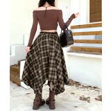 アシンメトリーチェック柄ロングスカート アシンメトリースカート フレアスカート | Riff | 詳細画像19