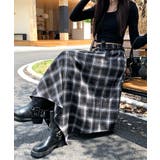 アシンメトリーチェック柄ロングスカート アシンメトリースカート フレアスカート | Riff | 詳細画像2