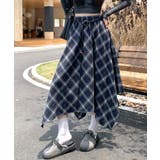 アシンメトリーチェック柄ロングスカート アシンメトリースカート フレアスカート | Riff | 詳細画像21