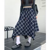 アシンメトリーチェック柄ロングスカート アシンメトリースカート フレアスカート | Riff | 詳細画像23