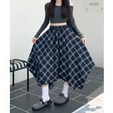 アシンメトリーチェック柄ロングスカート アシンメトリースカート フレアスカート | Riff | 詳細画像24