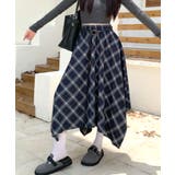 アシンメトリーチェック柄ロングスカート アシンメトリースカート フレアスカート | Riff | 詳細画像25