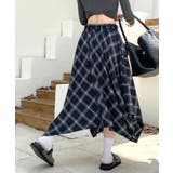 アシンメトリーチェック柄ロングスカート アシンメトリースカート フレアスカート | Riff | 詳細画像26