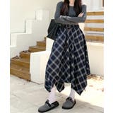 アシンメトリーチェック柄ロングスカート アシンメトリースカート フレアスカート | Riff | 詳細画像27