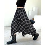 アシンメトリーチェック柄ロングスカート アシンメトリースカート フレアスカート | Riff | 詳細画像4