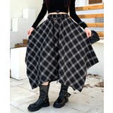 アシンメトリーチェック柄ロングスカート アシンメトリースカート フレアスカート | Riff | 詳細画像5