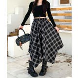 アシンメトリーチェック柄ロングスカート アシンメトリースカート フレアスカート | Riff | 詳細画像7