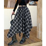 アシンメトリーチェック柄ロングスカート アシンメトリースカート フレアスカート | Riff | 詳細画像8