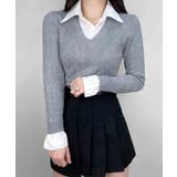 シャツレイヤード風ケーブルニット フェイクレイヤード ドッキング | Riff | 詳細画像14 