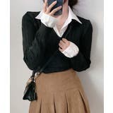 シャツレイヤード風ケーブルニット フェイクレイヤード ドッキング | Riff | 詳細画像32 
