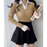 シャツレイヤード風ケーブルニット フェイクレイヤード ドッキング | Riff | 詳細画像44 