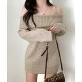 オフショルニットミニワンピース オフショルダー セーター | Riff | 詳細画像23 