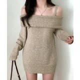 オフショルニットミニワンピース オフショルダー セーター | Riff | 詳細画像24 