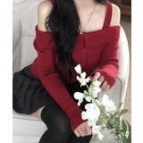 オフショル前ボタンニット オフショルダー 指穴開きニット | Riff | 詳細画像10 