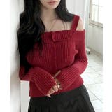 オフショル前ボタンニット オフショルダー 指穴開きニット | Riff | 詳細画像13 
