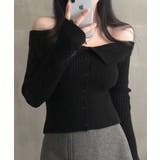 オフショル前ボタンニット オフショルダー 指穴開きニット | Riff | 詳細画像20 