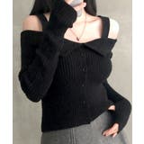 オフショル前ボタンニット オフショルダー 指穴開きニット | Riff | 詳細画像21 